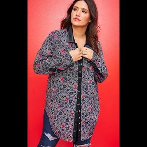 Betsey Johnson Tunic Blouse Georgette Floral Skulls Torrid Sz 3 NWT